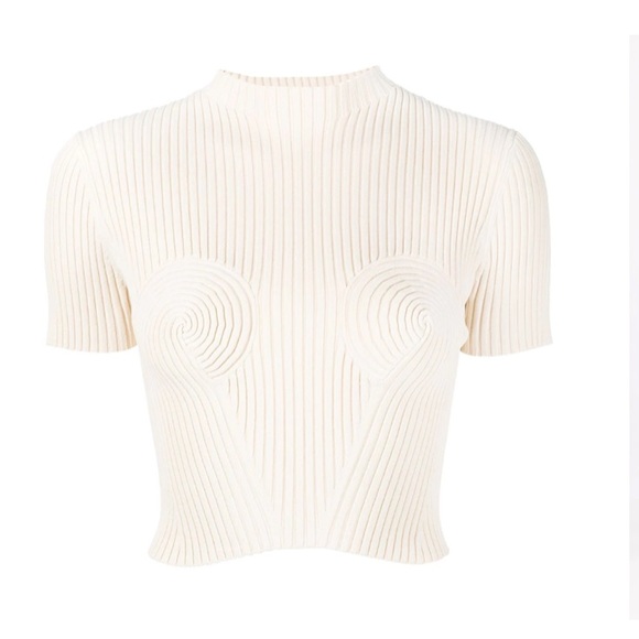 Dion Lee Beige Spiral Rib T-Shirt / New with Tags / Size: XS